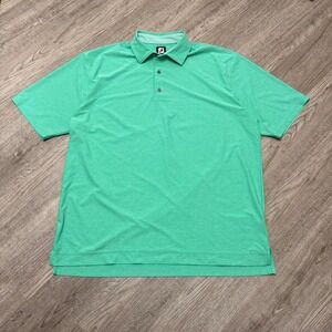 FootJoy Mens 2XL Green‎ Heathered Performance Golf Polo Shirt Short Sleeve FJ